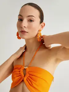 Koton Women Solid Halter Neck Linen Top