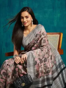 RACHNA Floral Printed Saree with Blouse Piece