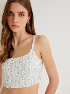 Koton Women Floral Printed Shoulder Straps Top