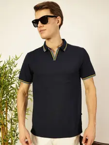 Thomas Scott Men Solid Polo Collar Cotton T-shirt