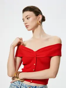Koton Women Solid Off-Shoulder Top