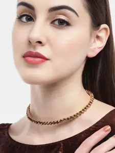 MANSIYAORANGE Gold-Plated American Diamond Studded Choker Necklace