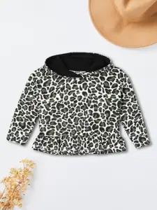 max Girls Animal Printed Hood Cotton T-shirt