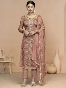 Maroosh Floral Printed Beads & Stones Unstitched Dress Material