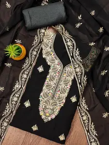 KALINI Floral Embroidered Zari Silk Georgette Unstitched Dress Material