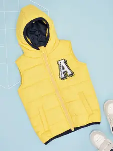 Pantaloons Junior Boys Hooded Typography Embroidered Casual Padded Jacket