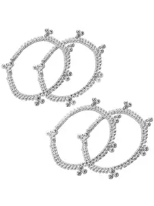 Lila Set Of 2 Silver-Plated Anklets