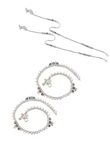 Heer Collection Set Of 2 Silver-Plated Anklets