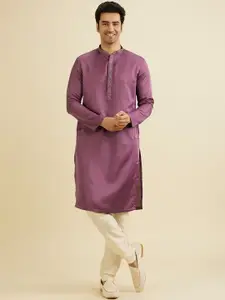 Manyavar Floral Yoke Design Thread Work Kurta with Pyjama