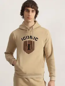 Iconic Men Typography Printed Hooded Sweatshirt