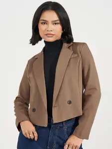 Styli Women Regular Fit Crop Double Breasted Blazer