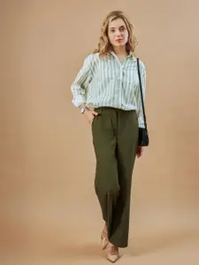 Gazillion Women Original Vertical Striped Cotton Relaxed Fit Semiformal Shirt