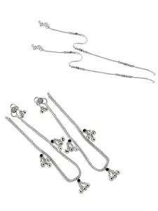 Heer Collection Set Of 2 Silver-Plated Anklets