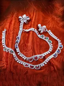 Heer Collection Set Of 2 Silver-Plated Anklets