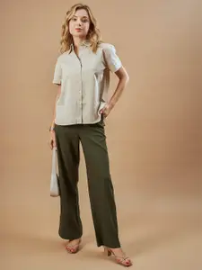 Gazillion Women Original Spread Collar Solid Semiformal Shirt