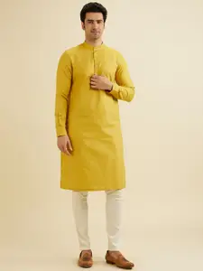 Manyavar Mandarin Collar Cotton Straight Kurta
