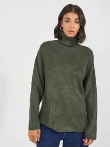 Styli Women Relaxed Fit Regular Length Turtle Neck Casual Pullover Sweater