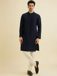 Manyavar Mandarin Collar Cotton Straight Kurta