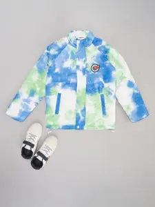 Pantaloons Junior Boys Mock Collar Tie and Dye Self Design Casual Bomber Jacket
