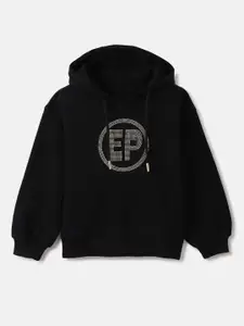 ELLE Girls Cotton Embellished Hooded Sweatshirt