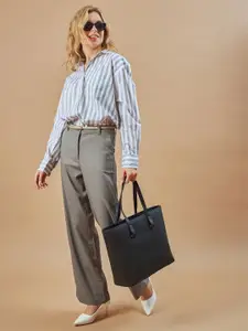 Gazillion Women Original Vertical Striped Cotton Relaxed Fit Semiformal Shirt