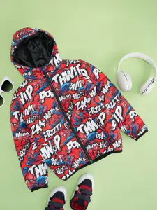 Pantaloons Junior Boys Hooded Graphic Printed Casual Bomber Jacket