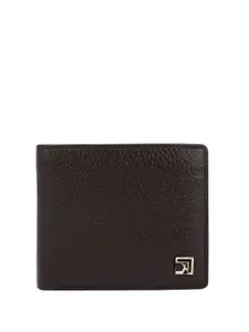 Da Milano Men Brand Logo Textured Leather Two Fold Wallet