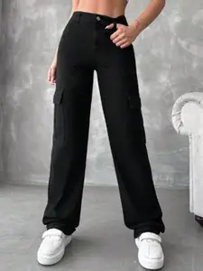 BROADSTAR Women Smart High-Rise Stretchable Cargo Style Jeans