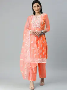 Maroosh Ethnic Motifs Embroidered Organza Unstitched Dress Material