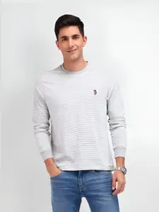 U.S. Polo Assn. Denim Co. Men Striped Round Neck Cotton Slim Fit T-shirt