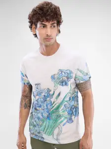 SPYKAR Men Floral Printed Round Neck Cotton T-shirt
