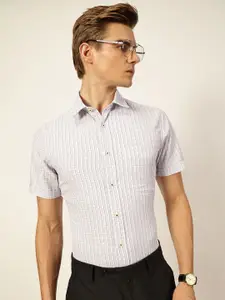 Thomas Scott Men Smart Spread Collar Micro Checked Cotton Formal Shirt