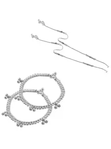Heer Collection Set of 2 Silver-Plated Anklets