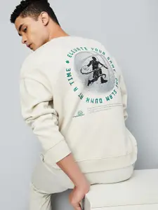 max Men Typography Printed Round Neck Long Sleeves Cotton Sweatshirt