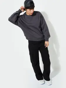 max URB_N Women Oversized Solid Sweatshirt