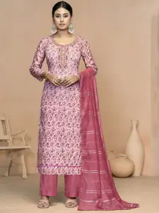 Maroosh Floral Printed Beads And Stones Unstitched Dress Material