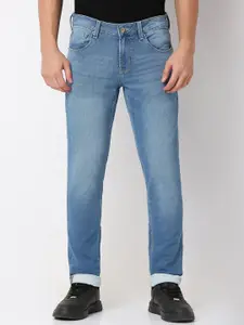 SPYKAR Men Cotton Whiskers and Chevrons Slim Fit Mid-Rise Stretchable Jeans