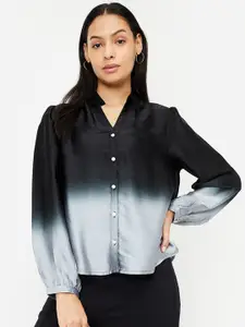 max Women Spread Collar Faded Casual Shirt
