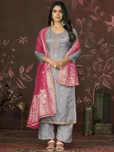 Maroosh Ethnic Motifs Woven Design Beads & Stones Organza Unstitched Dress Material