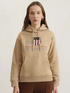 GANT Women Cotton Embroidered Hooded Sweatshirt