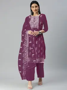 Maroosh Floral Embroidered Organza Unstitched Dress Material