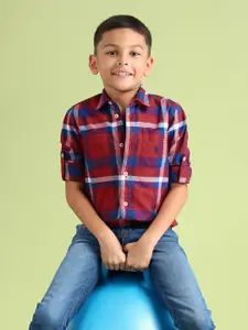 U.S. Polo Assn. Kids Boys Spread Collar Tartan Checked Cotton Casual Shirt