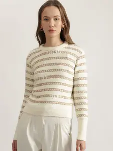 Iconic Women Printed Round Neck Pullover Style Sweater