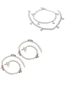 Heer Collection Set Of 2 Silver-Plated Anklets