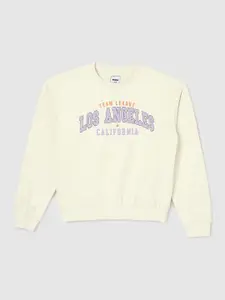max Girls Typography Printed Cotton Sweatshirt