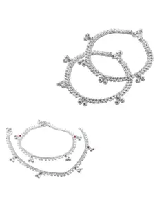 Heer Collection Set Of 2 Silver-Plated Anklets