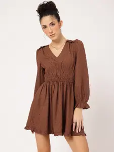 DressBerry Smocked Puff Sleeves A-Line Dress