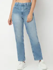 SPYKAR Women Cotton Straight Fit High-Rise Light Fade Jeans