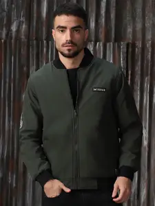 High Star Men Stand Collar Solid Casual Bomber Jacket