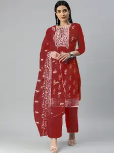 Maroosh Ethnic Motifs Embroidered Organza Unstitched Dress Material